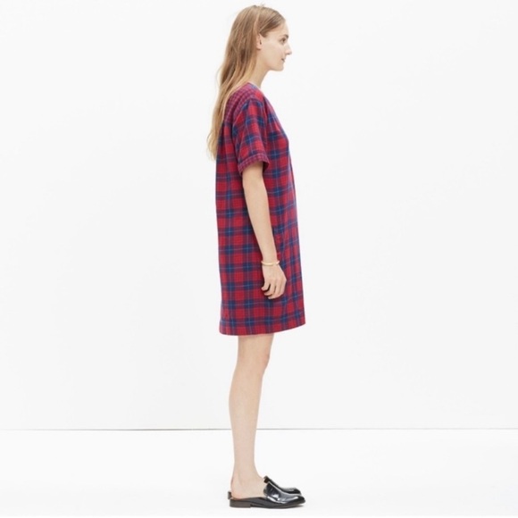 MADEWELL ~ Classic Blue & Red Flannel Dress ~Soft As A Well-Loved Flannel! Small - Picture 3 of 11